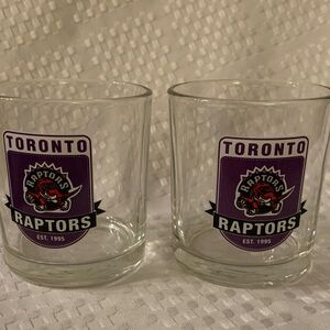 Two Toronto Raptors Retro Logo “ On the Rocks “ glasses.